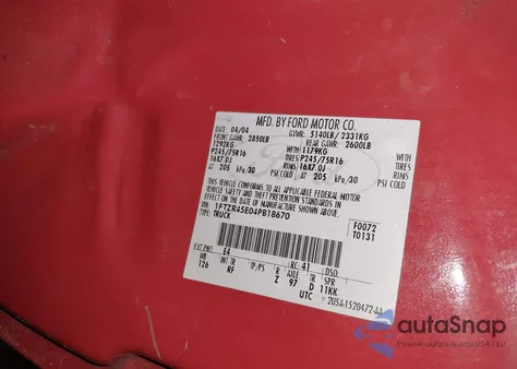 2004 Ford Ranger Edge/Tremor/Xlt from USA, damaged, VIN 1FTZR45E04PB18670